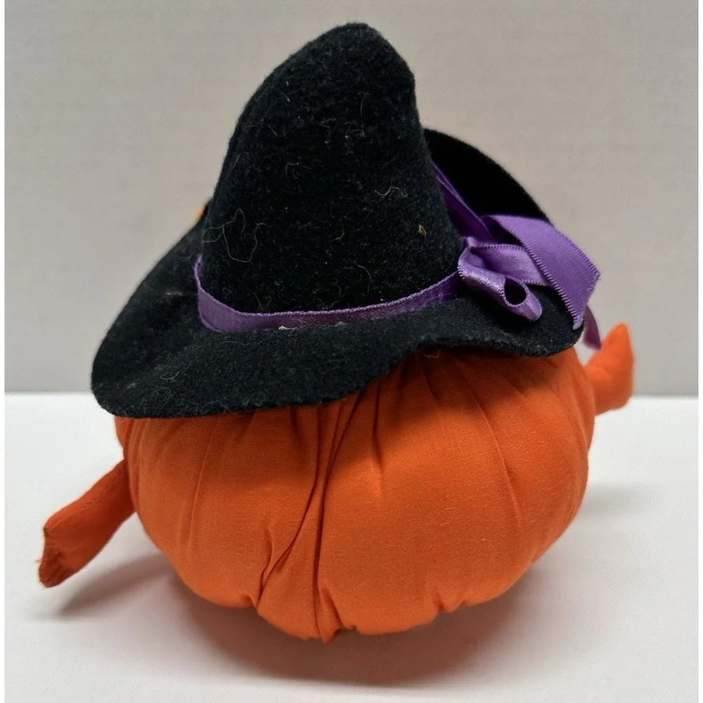 Vintage Hallmark Pumpkin Jack-O-Lantern Witch Halloween Bean Bag Plush Decor